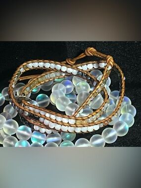 Chan Luu Semi-Precious Stone Bead Wrap Bracelet Sterling Silver Clasp